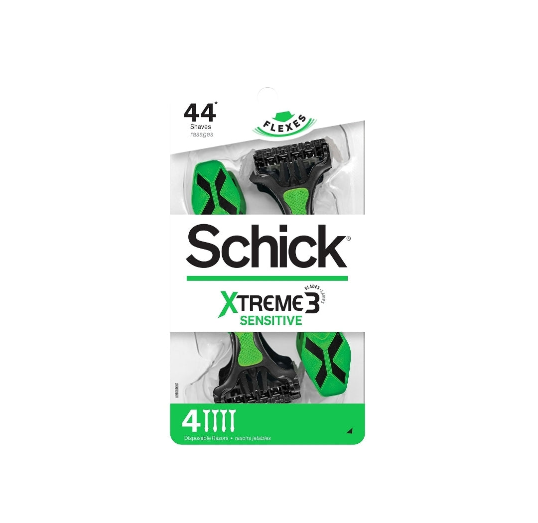 Schick Xtreme 3 Sensitive Skin Disposable Razors For Men, Disposable Razors, 4 Count