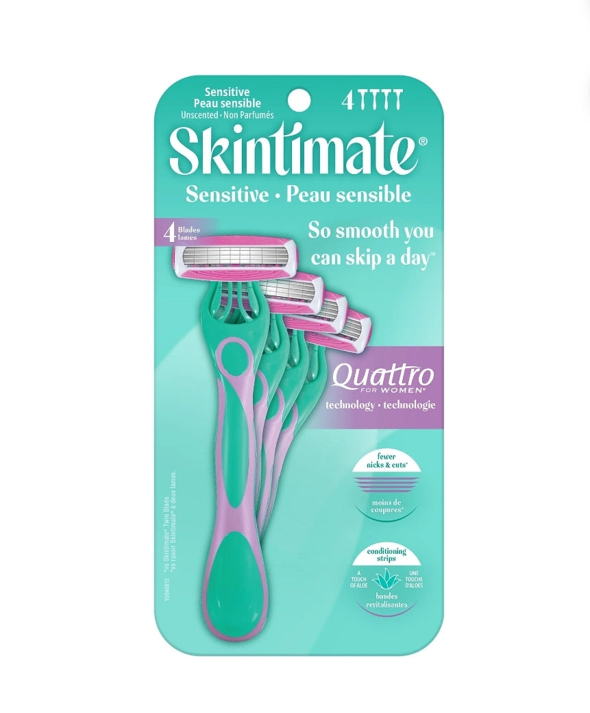 Skintimate 4-Blade Sensitive Disposable Womens Razors, 4 ct
