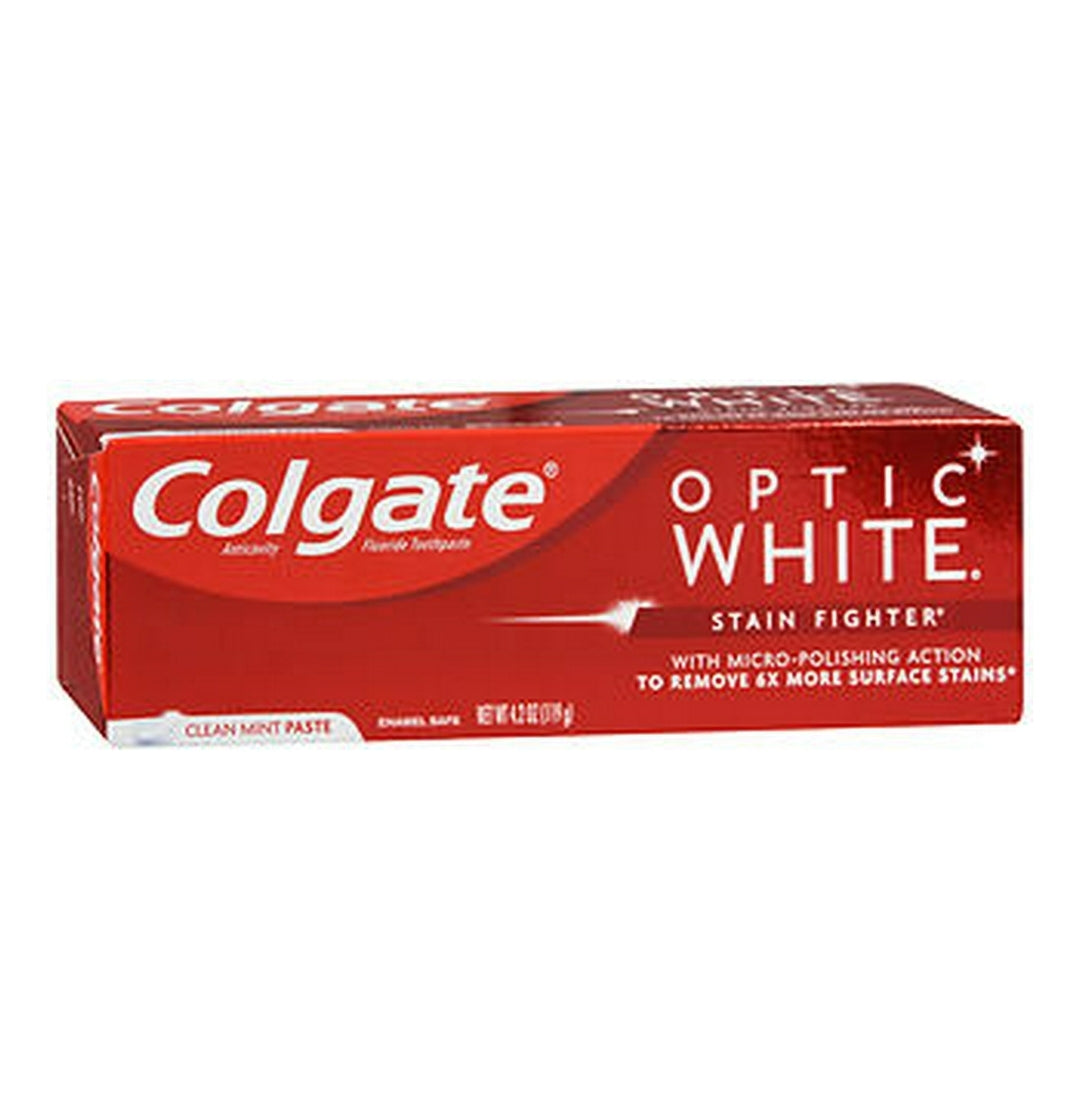 Colgate Optic White Stain Fighter Teeth Whitening Toothpaste, Clean Mint Paste