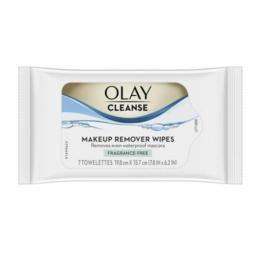 OLAY Cleanse Makeup Remover Wipes, Fragrance-Free, 7 Towelettes