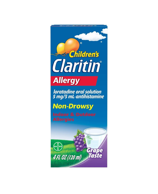 Claritin Non-Drowsy Allergy Medicine for Kids, Loratadine Antihistamine Grape Syrup, 4 fl oz