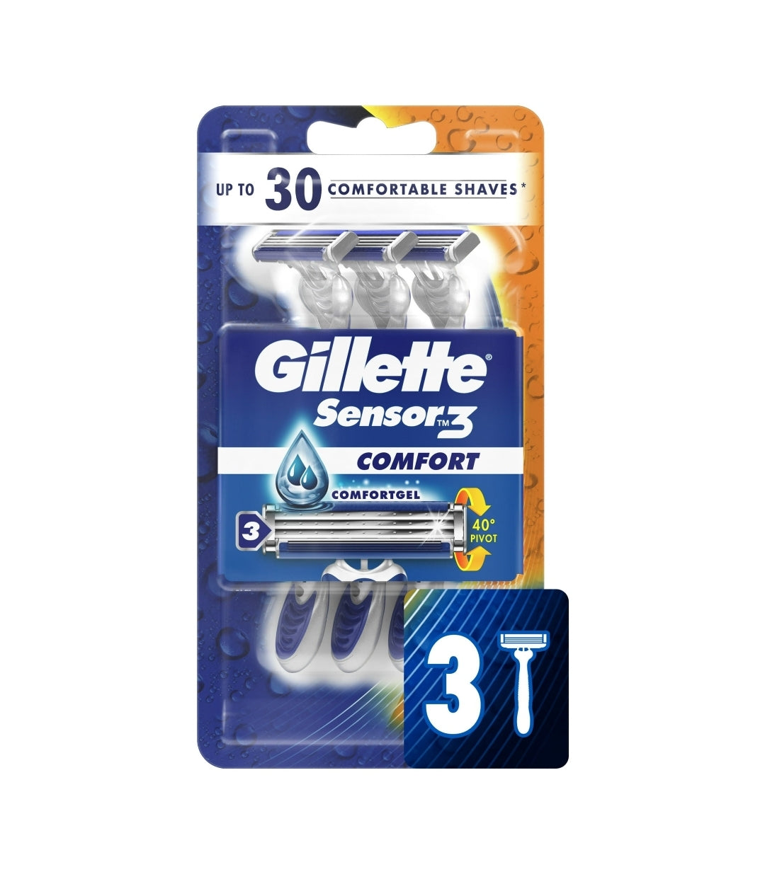 Gillette Sensor3 Comfort Mens Disposable Razors, 3 Count