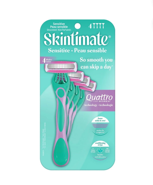 Skintimate 4-Blade Sensitive Disposable Womens Razors, 4 ct